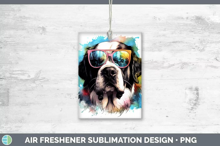 Hipster Dog Saint Bernard Air Freshener Sublimation Car Fres