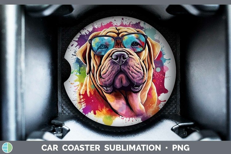 Hipster Dog Shar Pei Car Coaster Sublimation Coaster Designs