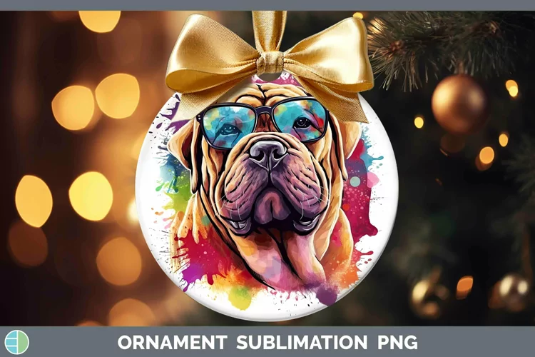 Hipster Dog Shar Pei Ornament Sublimation Bauble Designs