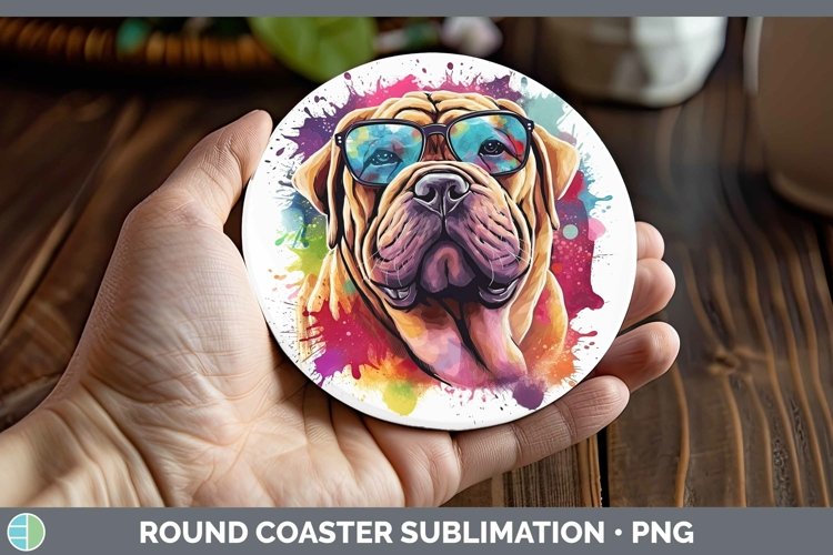 GorgeousHipster Dog Round Coaster design.