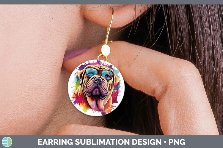 GorgeousHipster Dog Round Earrings design.