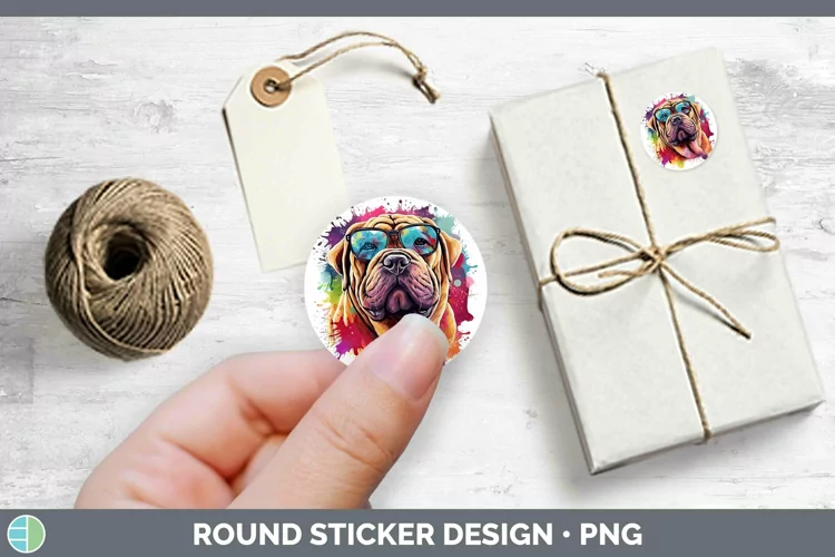 Hipster Dog Shar Pei Stickers | Round Labels Designs