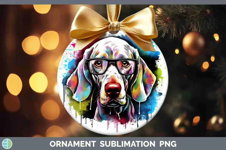 Hipster Dog Weimaraner Ornament Sublimation Bauble Designs