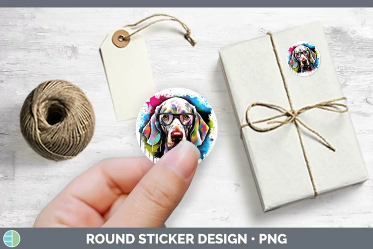 Hipster Dog Weimaraner Stickers | Round Labels Designs