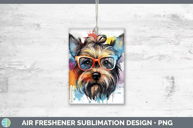 Hipster Dog Yorkshire Terrier Air Freshener Sublimation Car