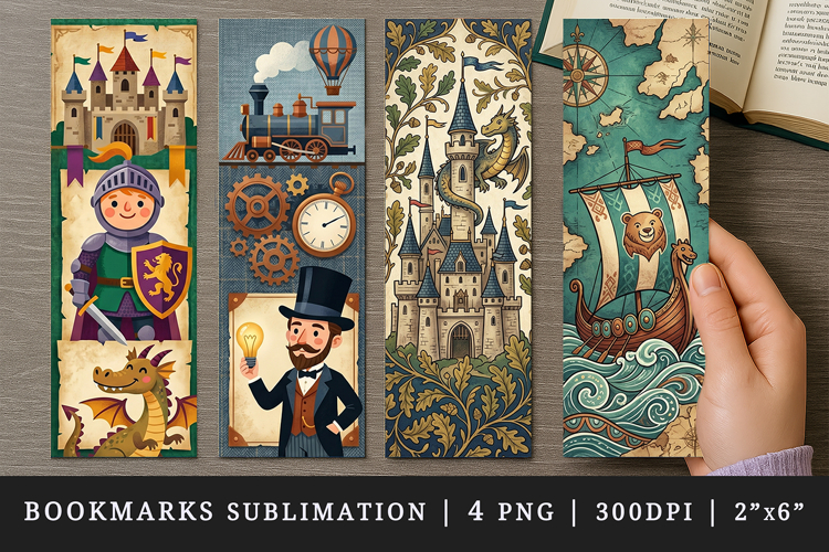 Historical bookmarks printable sublimation bookmark design