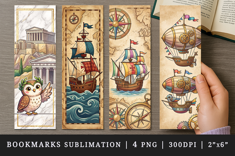 Historical bookmarks printable sublimation bookmark design