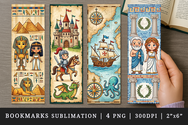 Historical bookmarks printable sublimation bookmark design