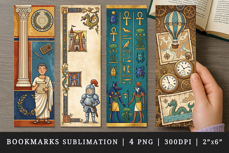 Historical bookmarks printable sublimation bookmark design