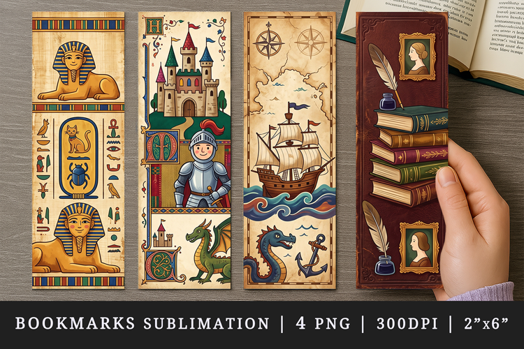 Historical bookmarks printable sublimation bookmark design