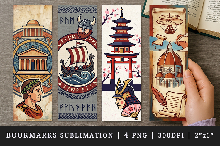 Historical bookmarks printable sublimation bookmark design