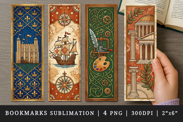 Historical bookmarks printable sublimation bookmark design