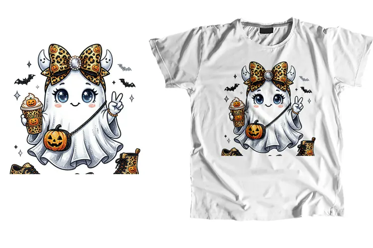Spooky Coquette Ghost Coffee Sublimation PNG