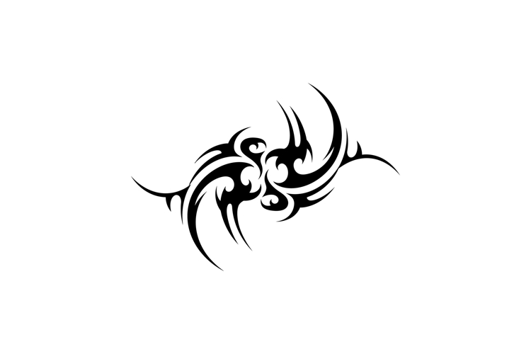 Abstract tribal design with sharp curves and flowing pattern