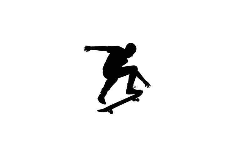 Skateboarder performing an aerial trick in a dynamic pose, m