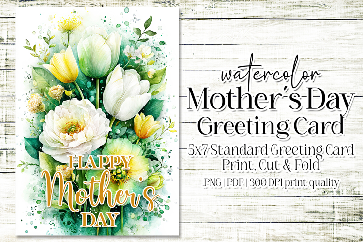 Mothers Day Card, Watercolor Floral Printable Card, c14