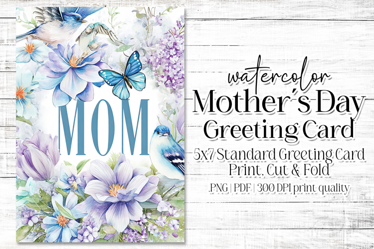 Mothers Day Card, Watercolor Floral Printable Card, c32