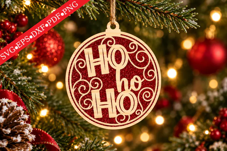HO HO HO Christmas Ornament SVG