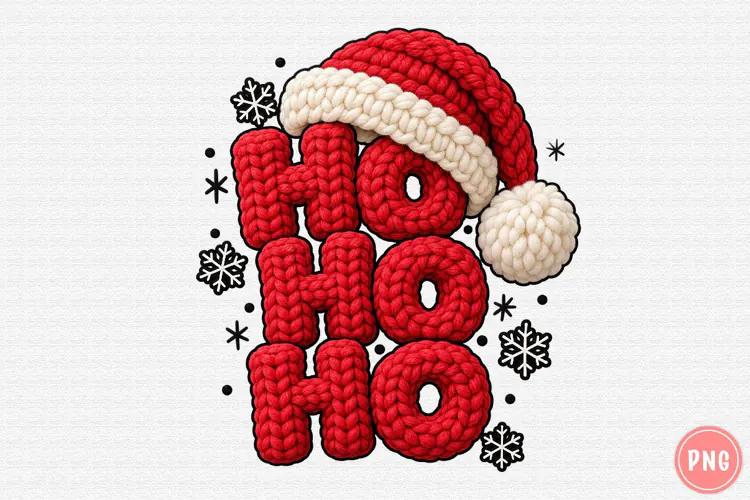 Ho Ho Ho Crochet Christmas PNG | Chunky Knit Santa Png