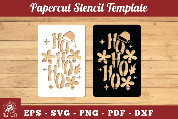 Ho Ho Ho Papercut Stencil SVG