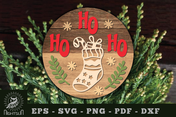 Ho Ho Round Laser Cut Sign