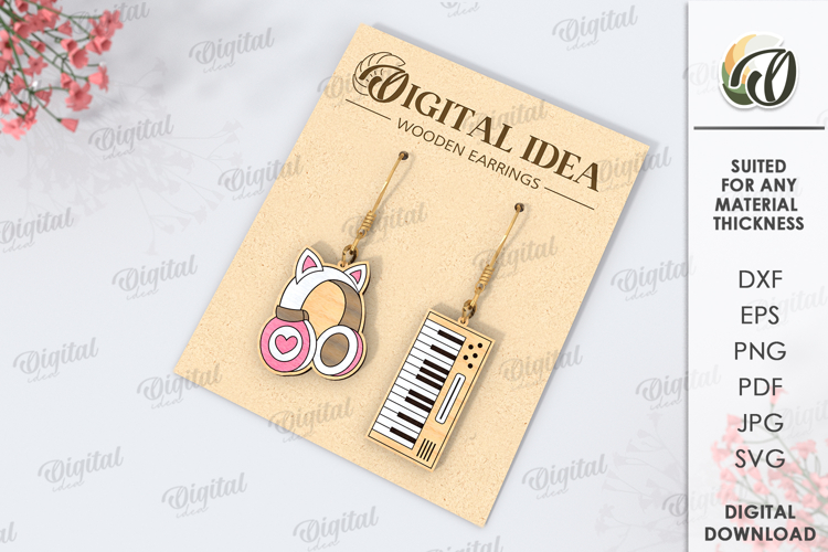 Hobby Drop Earrings Laser Cut . Wooden Earrings SVG