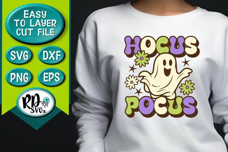 Hocus Pocus- A Retro Ghost Halloween Layered Cut File