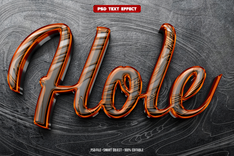 Hole 3D editable text effect