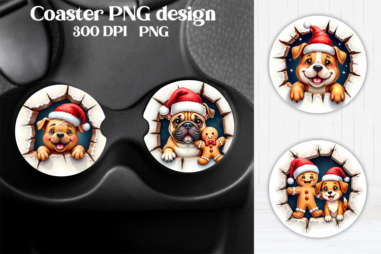 Christmas car coaster | Cute gingerbread man coaster PNG
