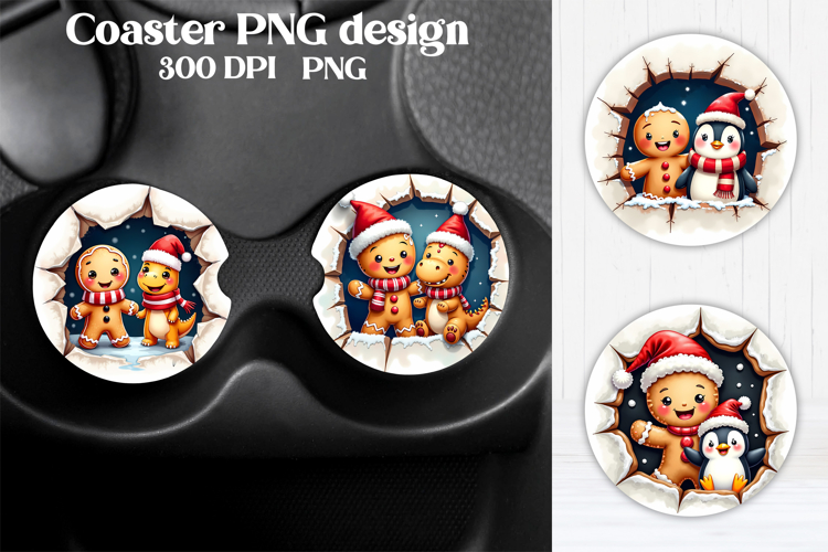 Christmas car coaster | Cute gingerbread man coaster PNG