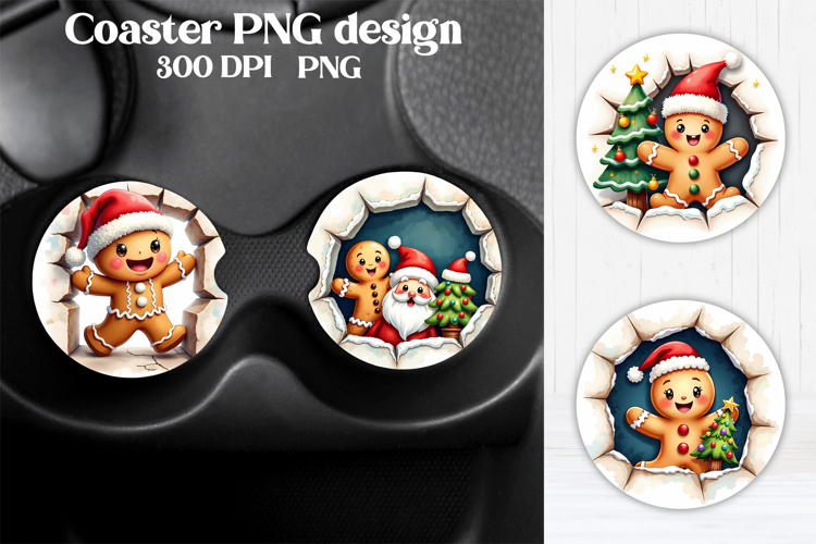 Christmas car coaster | Cute gingerbread man coaster PNG
