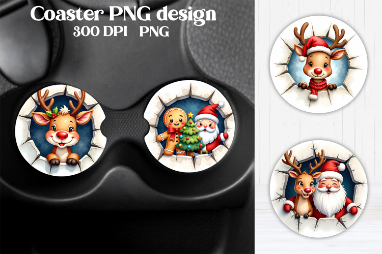 Christmas car coaster | Cute gingerbread man coaster PNG
