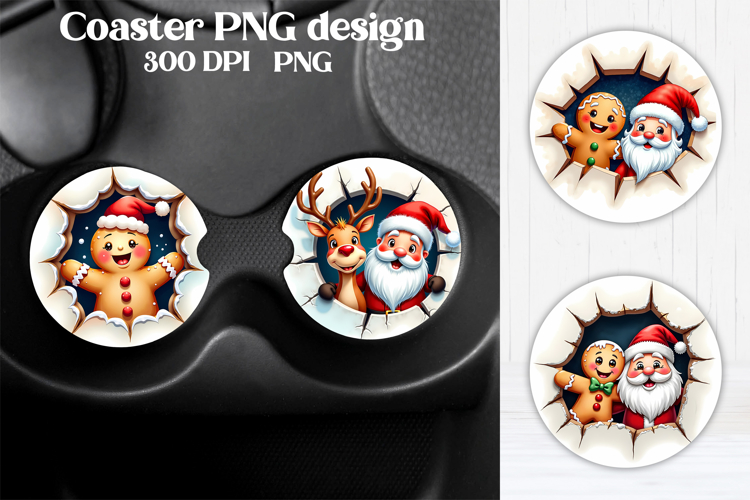 Christmas car coaster | Cute gingerbread man coaster PNG