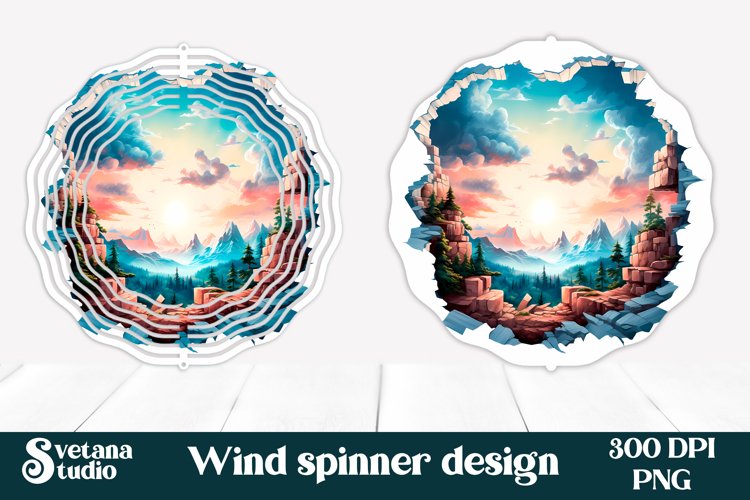 3d hole wind spinner | Wind spinner forest mountains example image 1