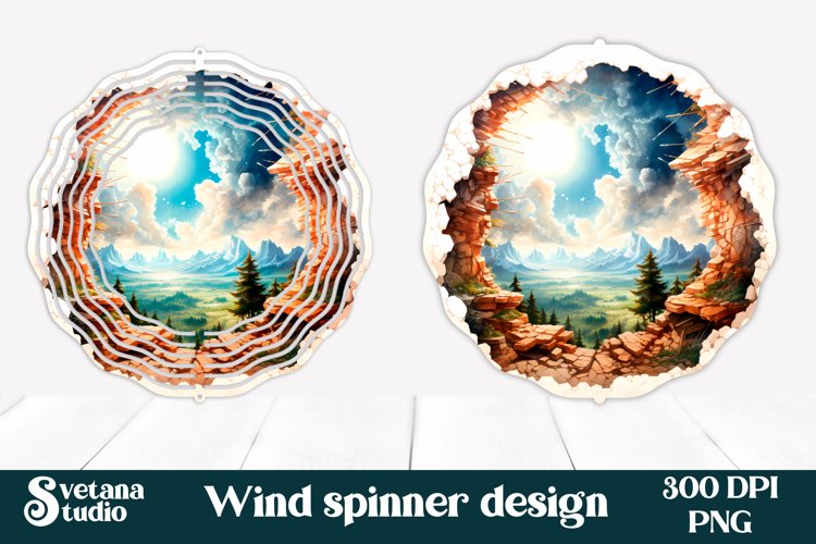 3d hole forest mountains wind spinner sublimation PNG design