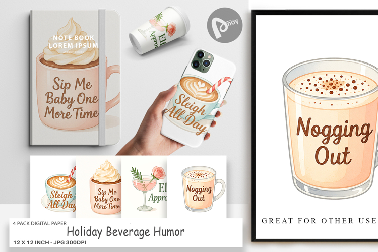Digital Paper Holiday Beverage Quotes