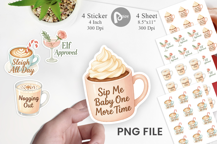 Sticker Holiday Beverage Quotes