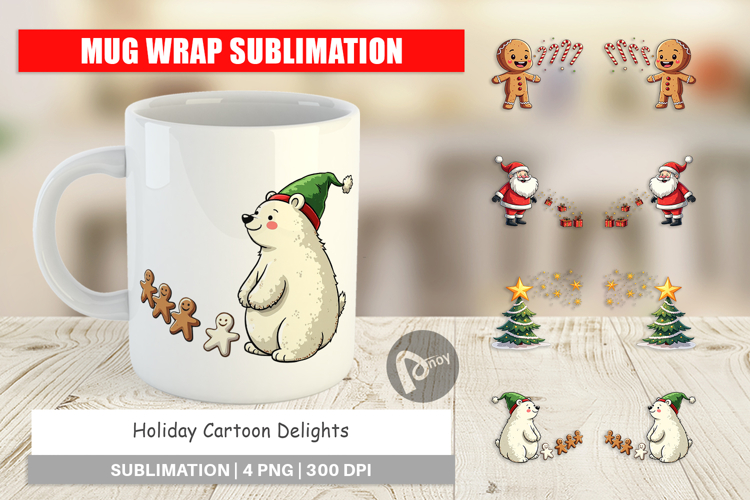 Holiday Cartoon Delights Mug Wrap
