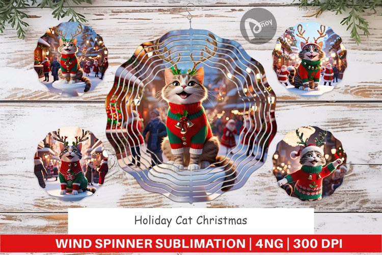 Wind Spinner Holiday Cat Christmas
