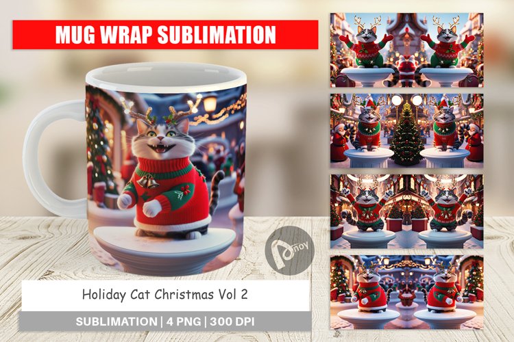 Mug Wrap Holiday Cat Christmas