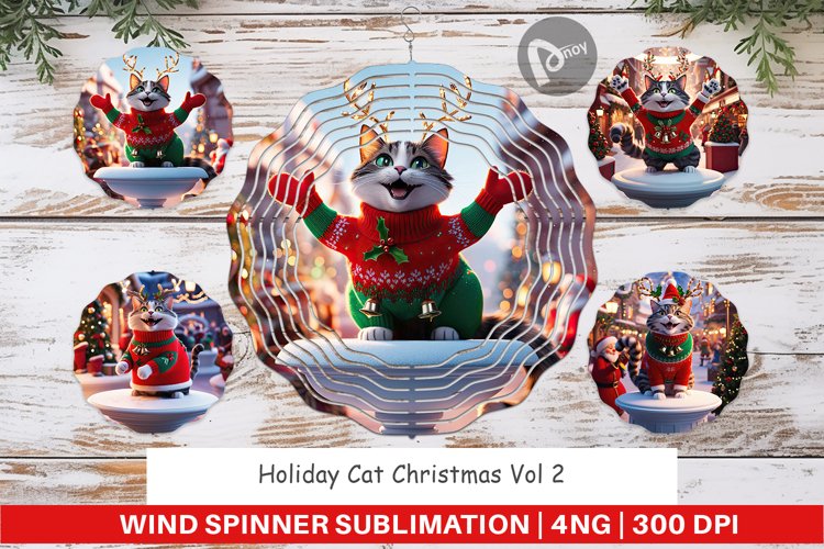Wind Spinner Holiday Cat Christmas