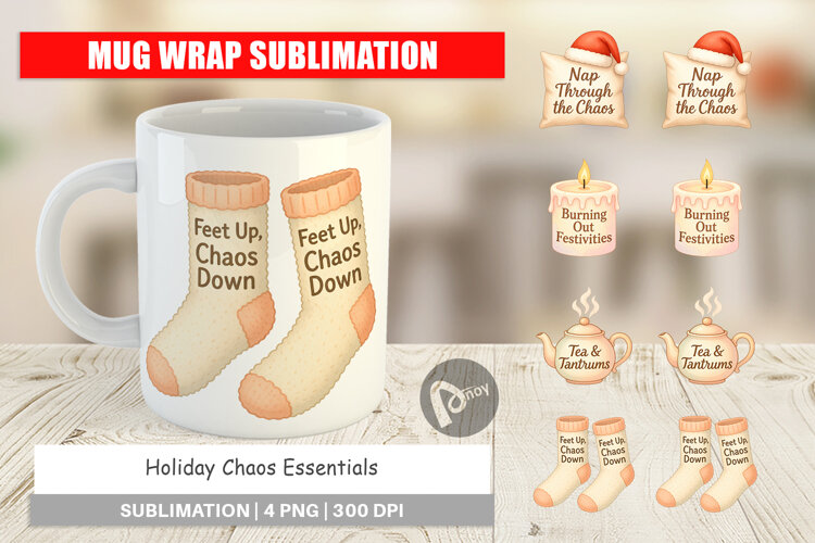 Mug Wrap Holiday Chaos Quotes example image 1