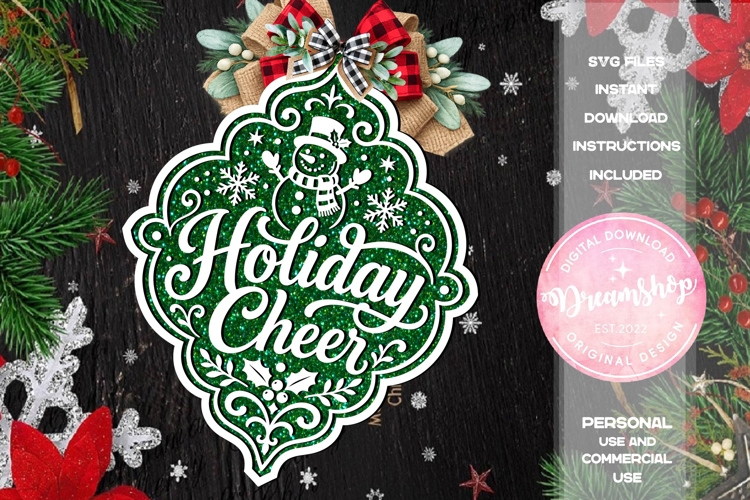 Holiday Cheer Snowman Ornament SVG