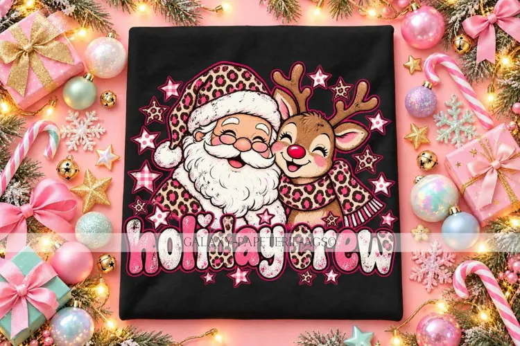 Holiday Crew Santa and Reindeer PNG
