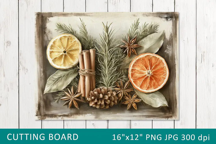Vintage Citrus and Spices Cutting Board