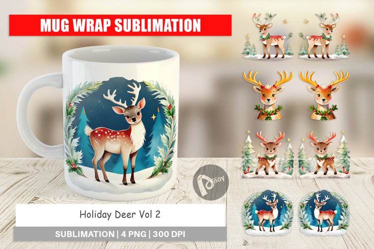 Mug Wrap Design Holiday Deer