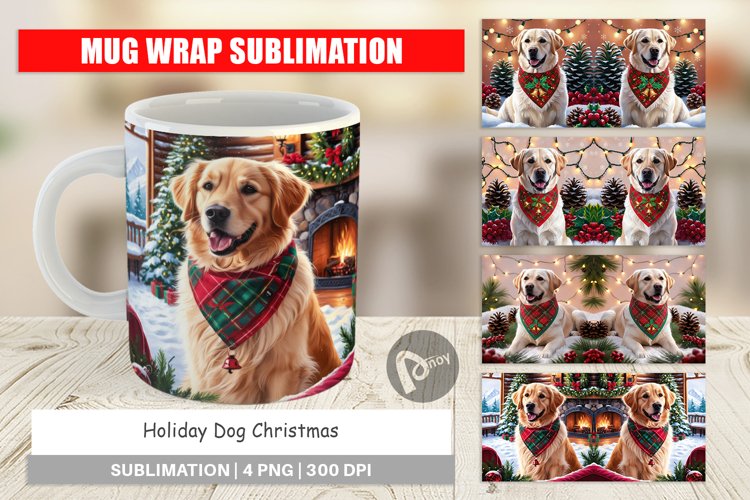 Mug Wrap Design Holiday Dog Christmas