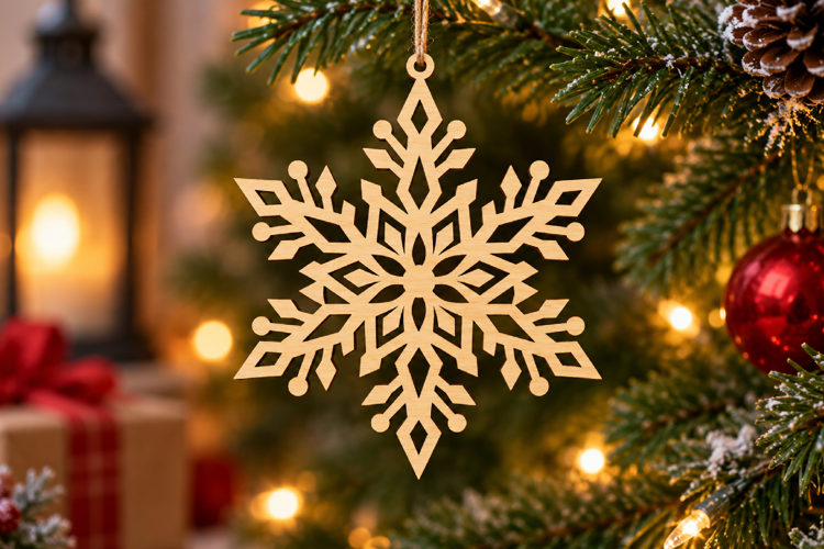 Holiday Geometric Snowflake Laser SVG