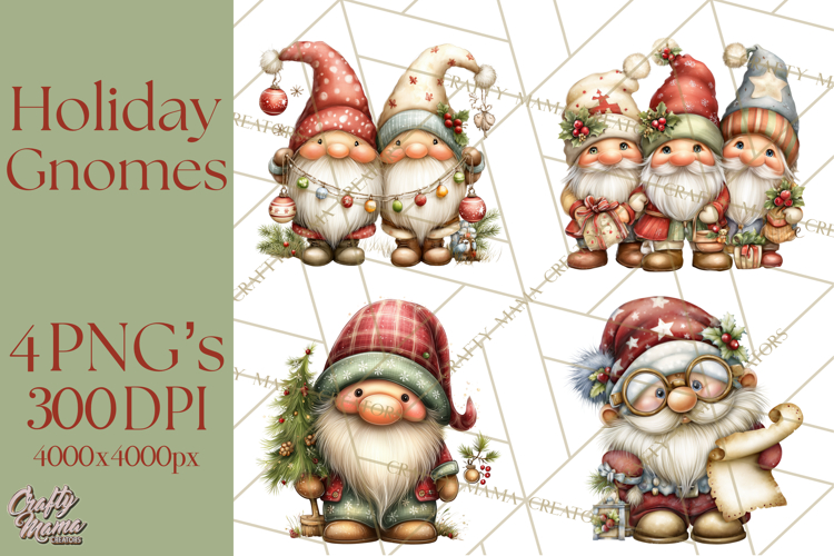 Christmas Gnome Clipart PNG, Holiday Gnomes Png