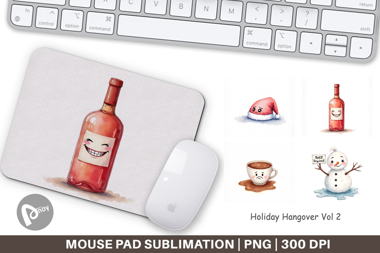 Mouse Pad Watercolor Holiday Hangover